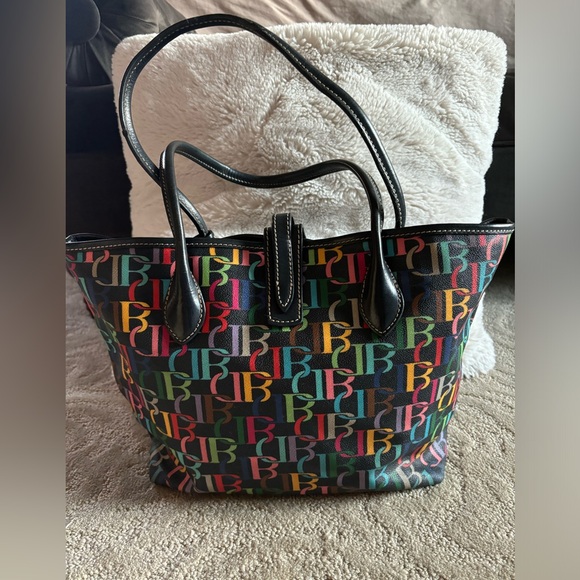 Dooney & Bourke leather colorful monogram Vintage 1975 Cindy tote bag - Picture 2 of 10